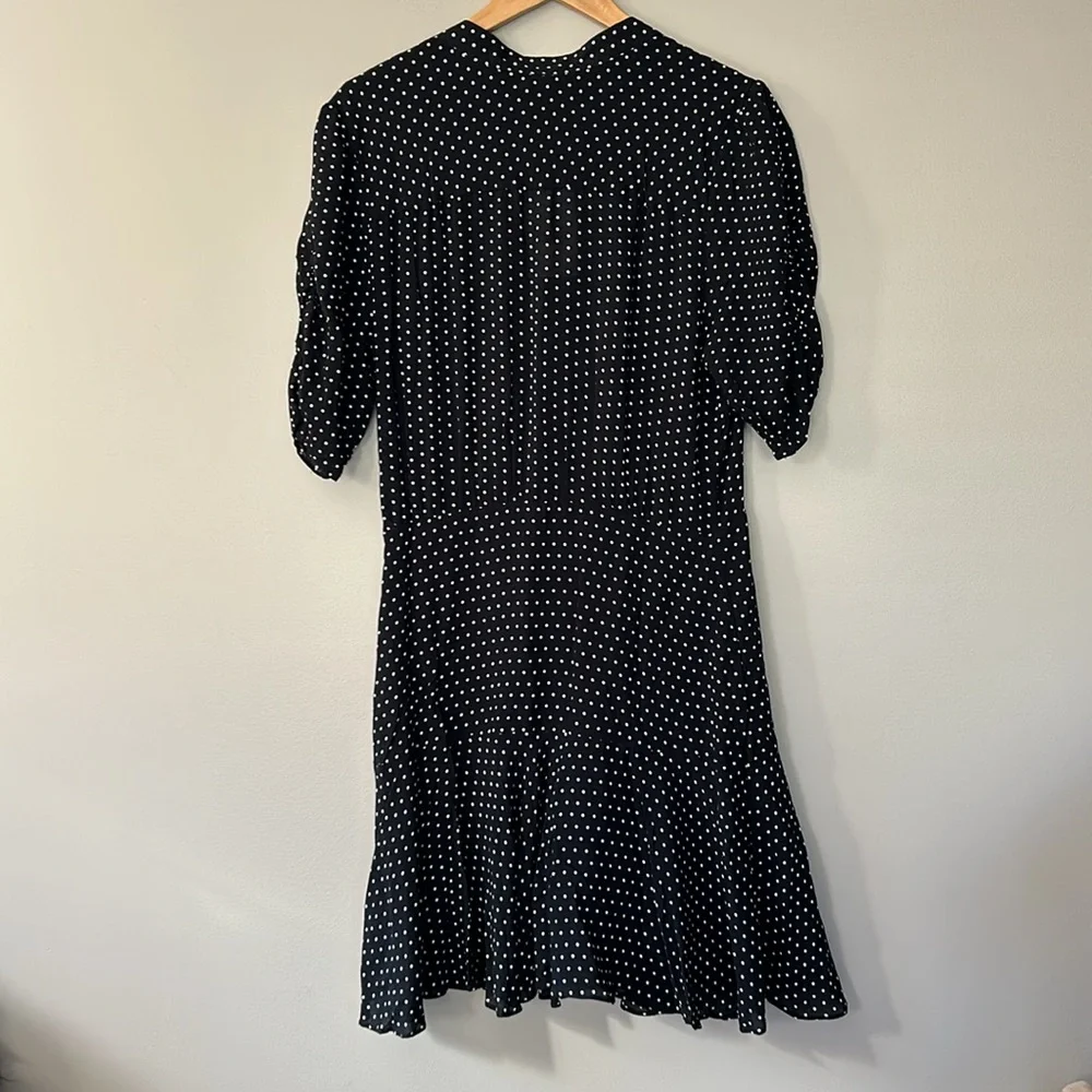 Free People Pippa‎ Polka Dot Dress Print Mini Dress Sz L Black White